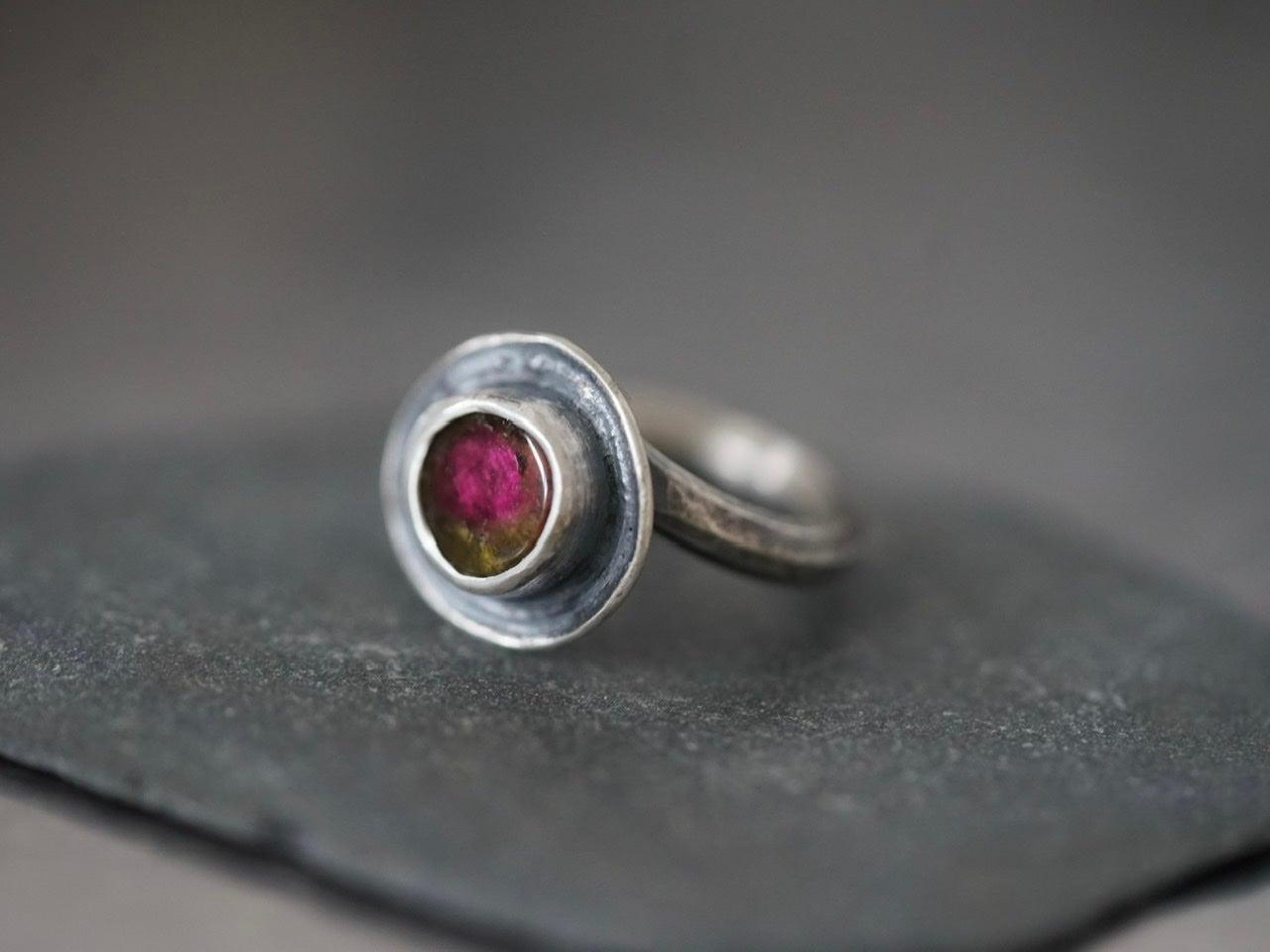 Layered raw tourmaline ring, size 6.5