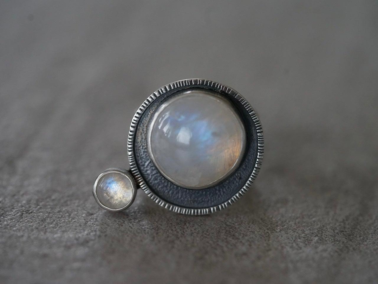 Moonstone satellite ring, size 7