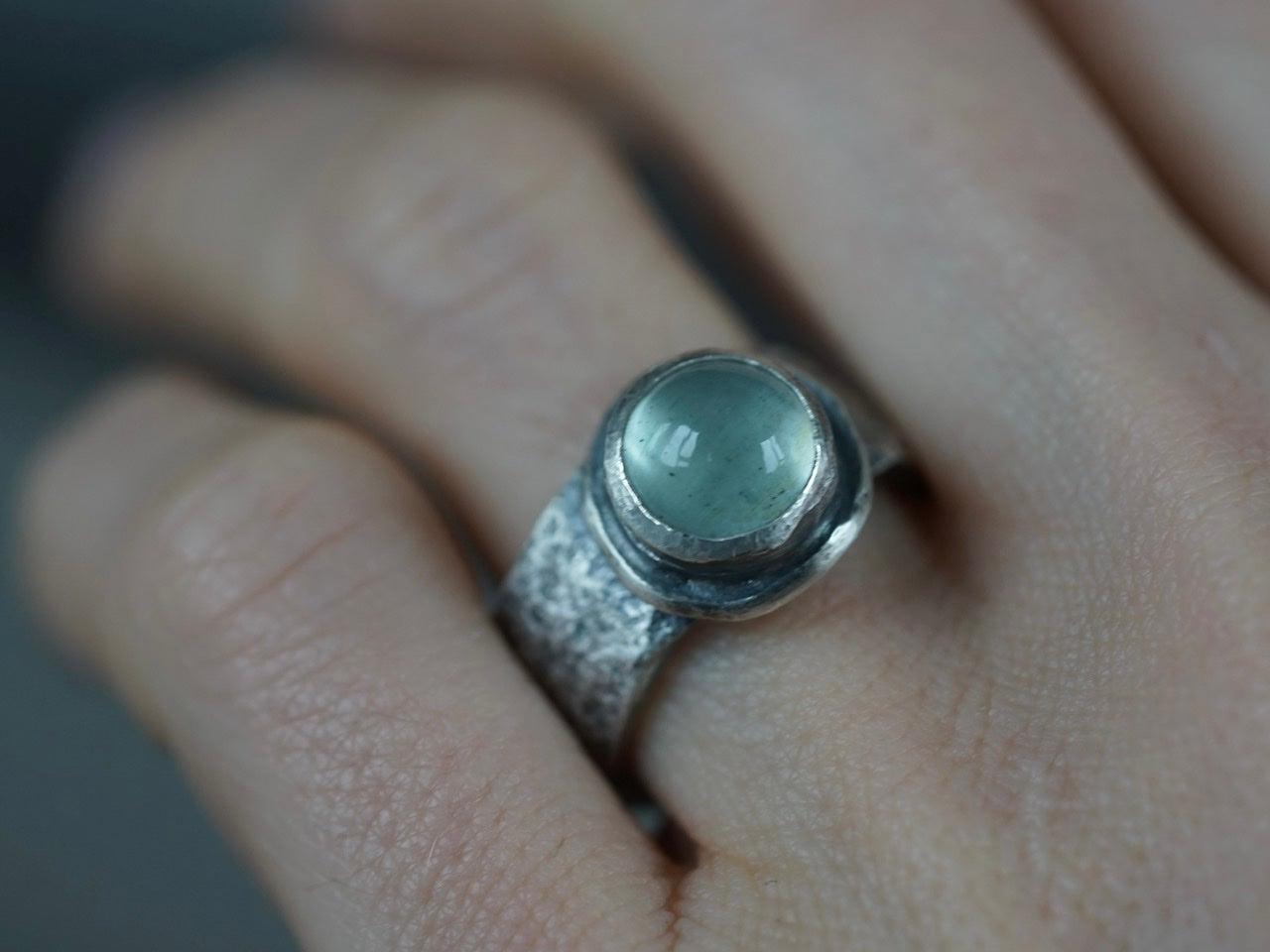 Brutalist aquamarine ring size 6.75