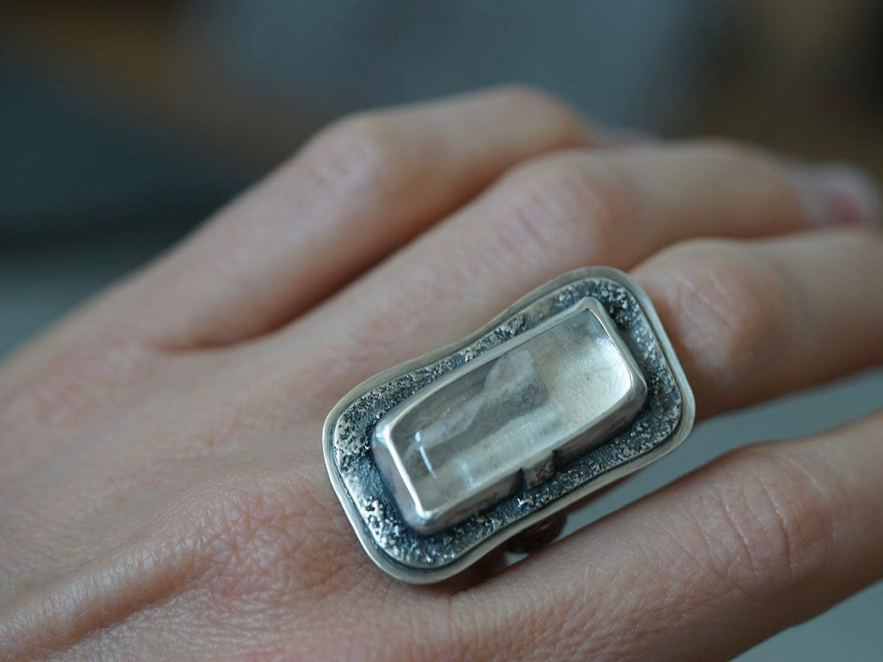 Phantom quartz mirror ring, size 7.5