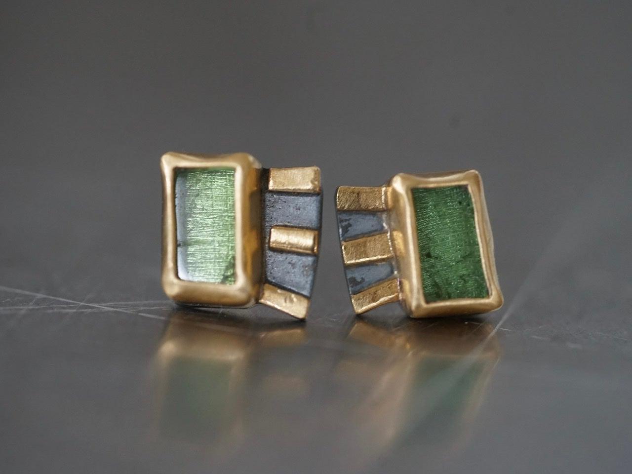 Green tourmaline and 22k gold earrings