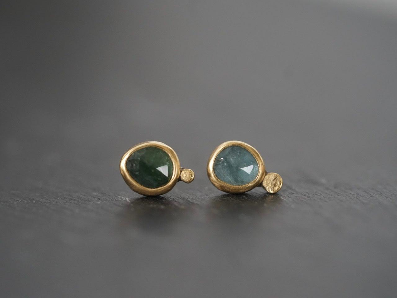 Blue and green sapphire elegant post earrings