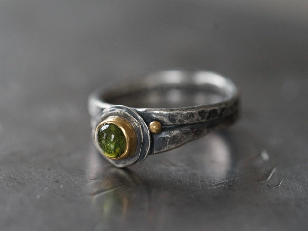 Delicate tourmaline and 22k gold ring, size 6.5