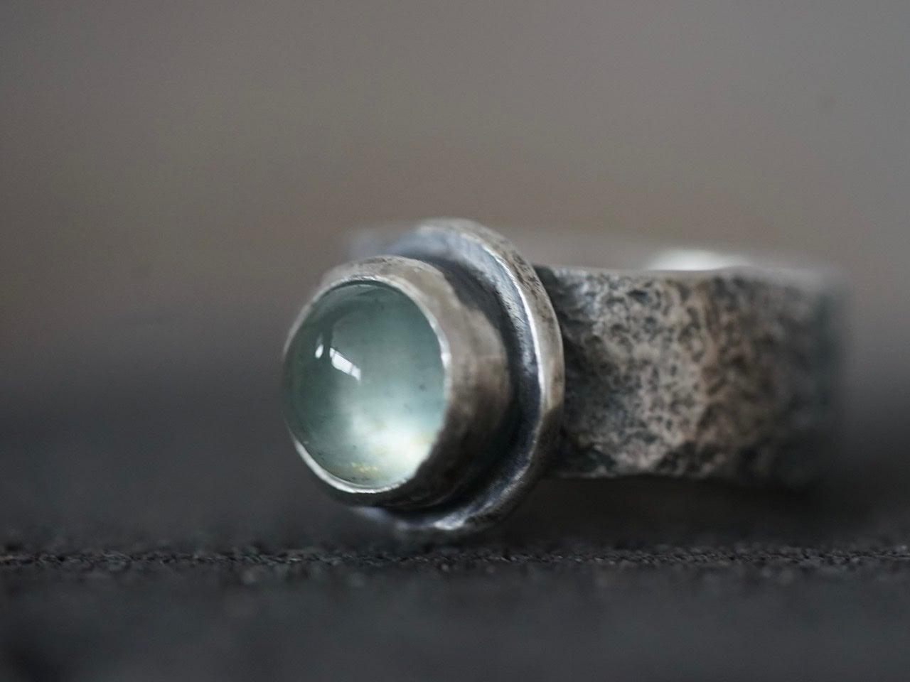 Brutalist aquamarine ring size 6.75