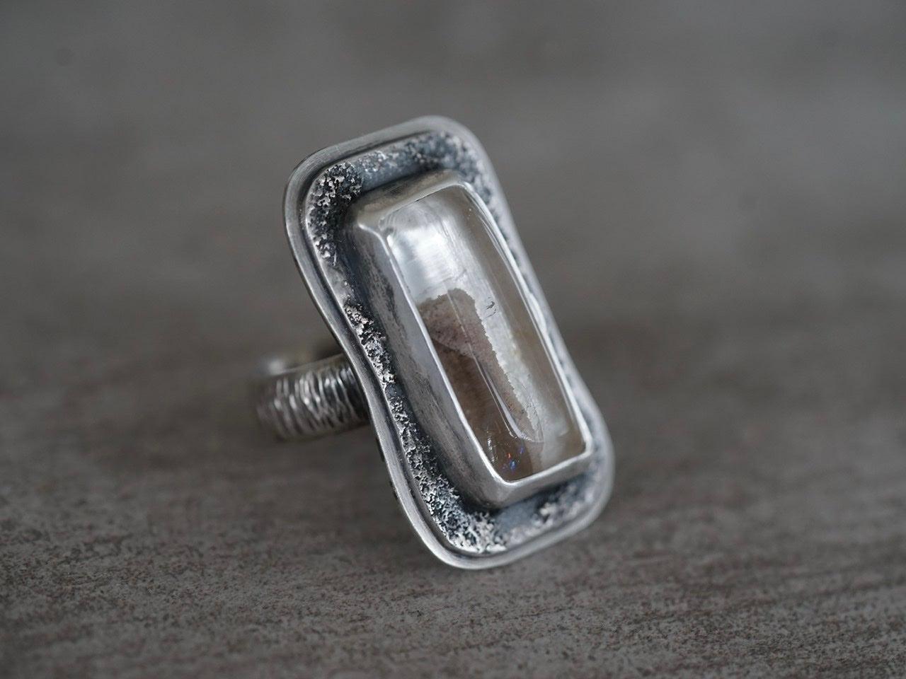 Phantom quartz mirror ring, size 7.5