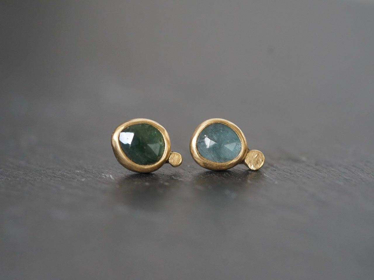 Blue and green sapphire elegant post earrings