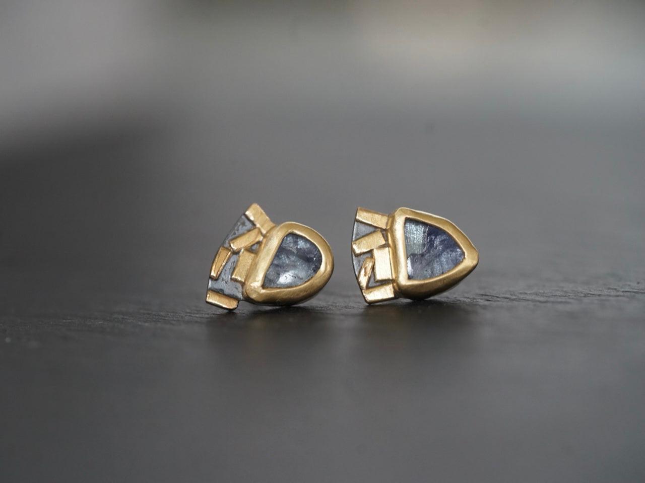 Tanzanite and 22k gold earrings