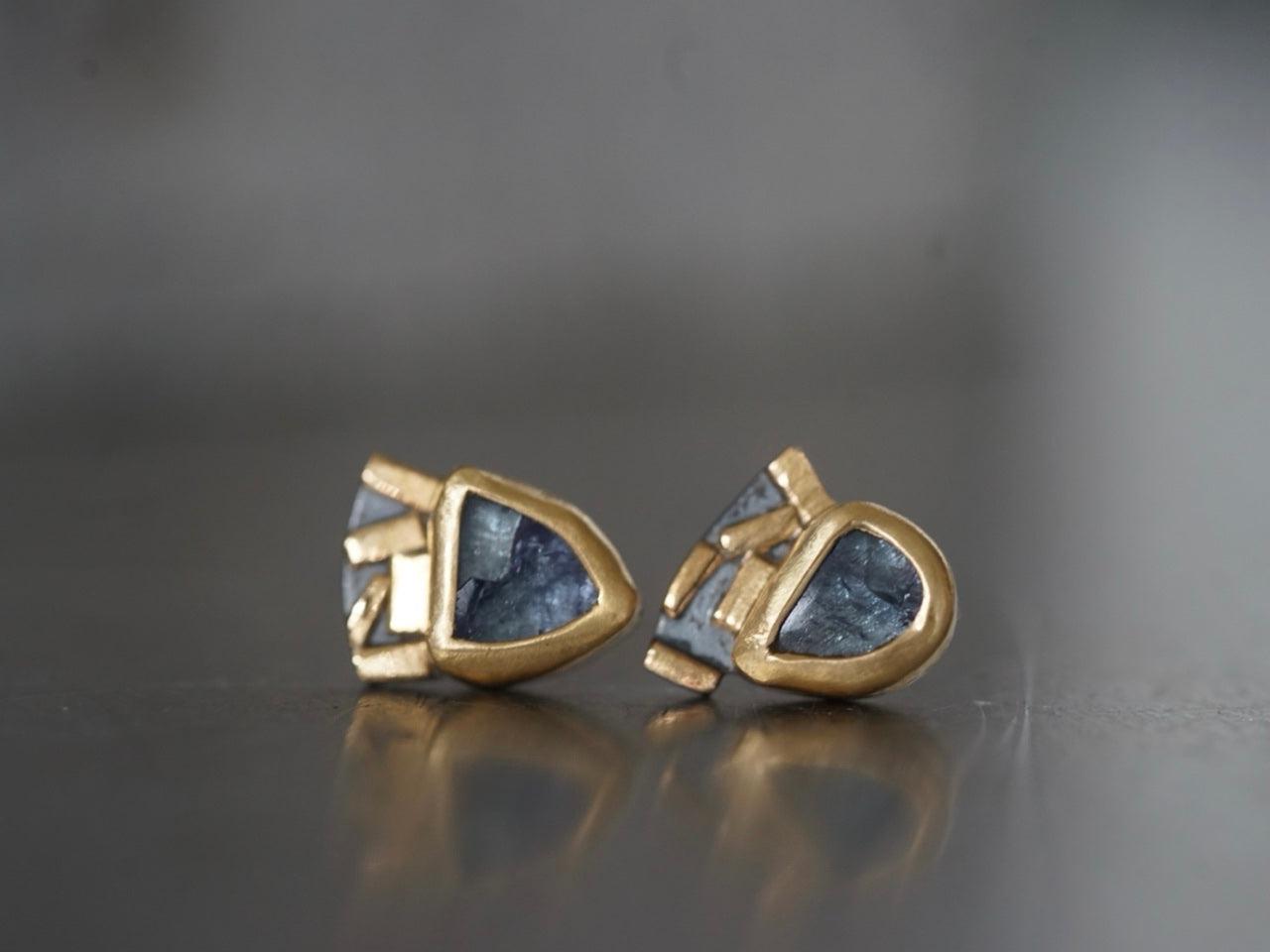 Tanzanite and 22k gold earrings