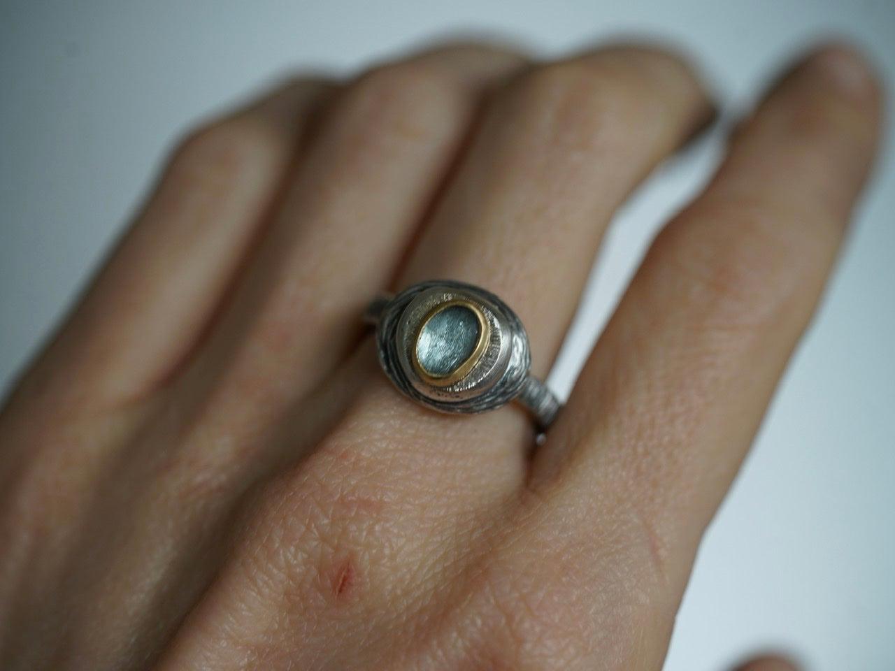 Aquamarine pebble ring US size 7.25