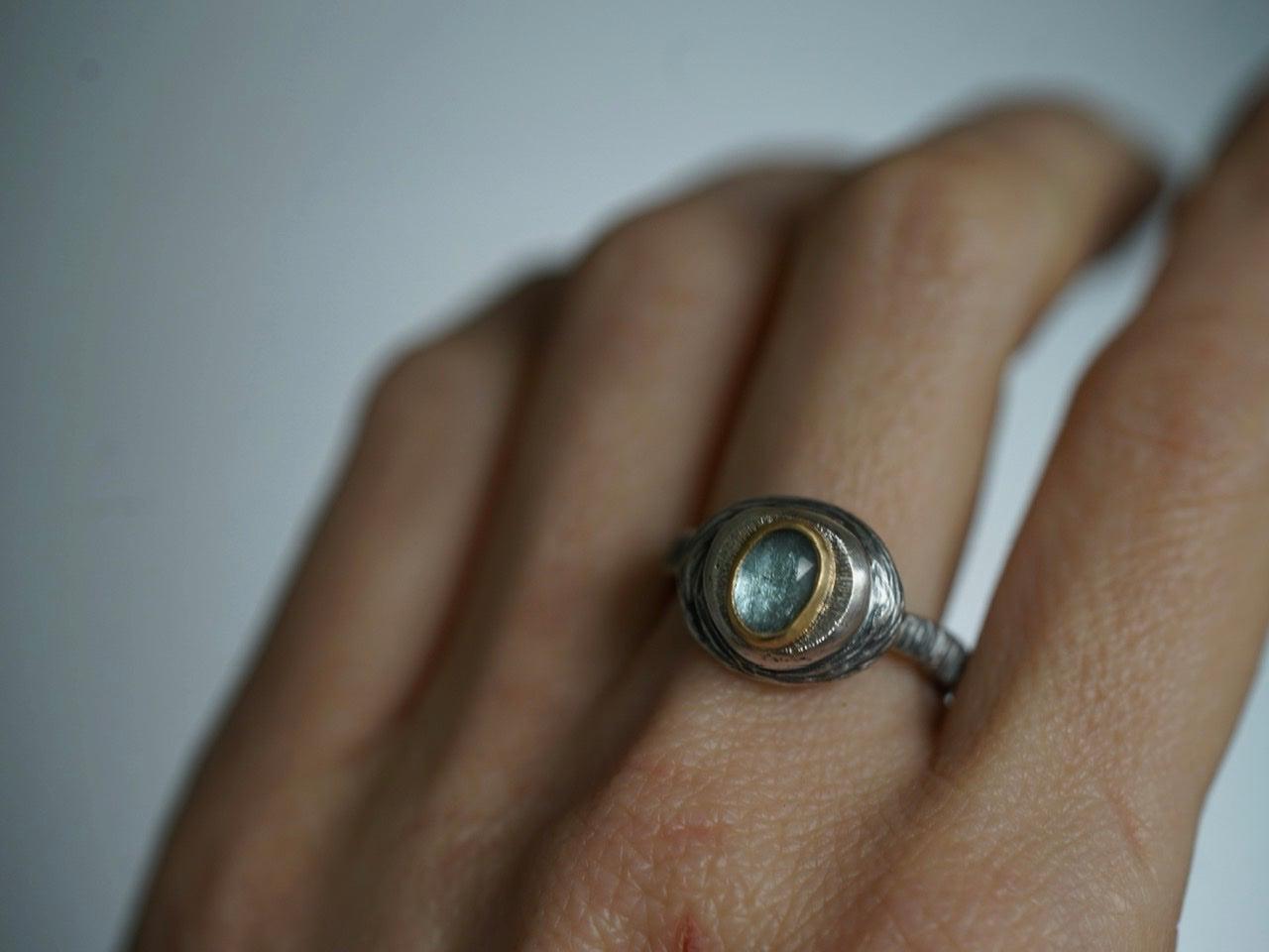 Aquamarine pebble ring US size 7.25