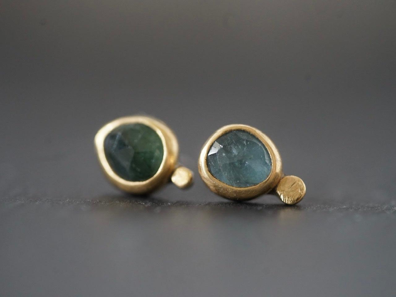 Blue and green sapphire elegant post earrings