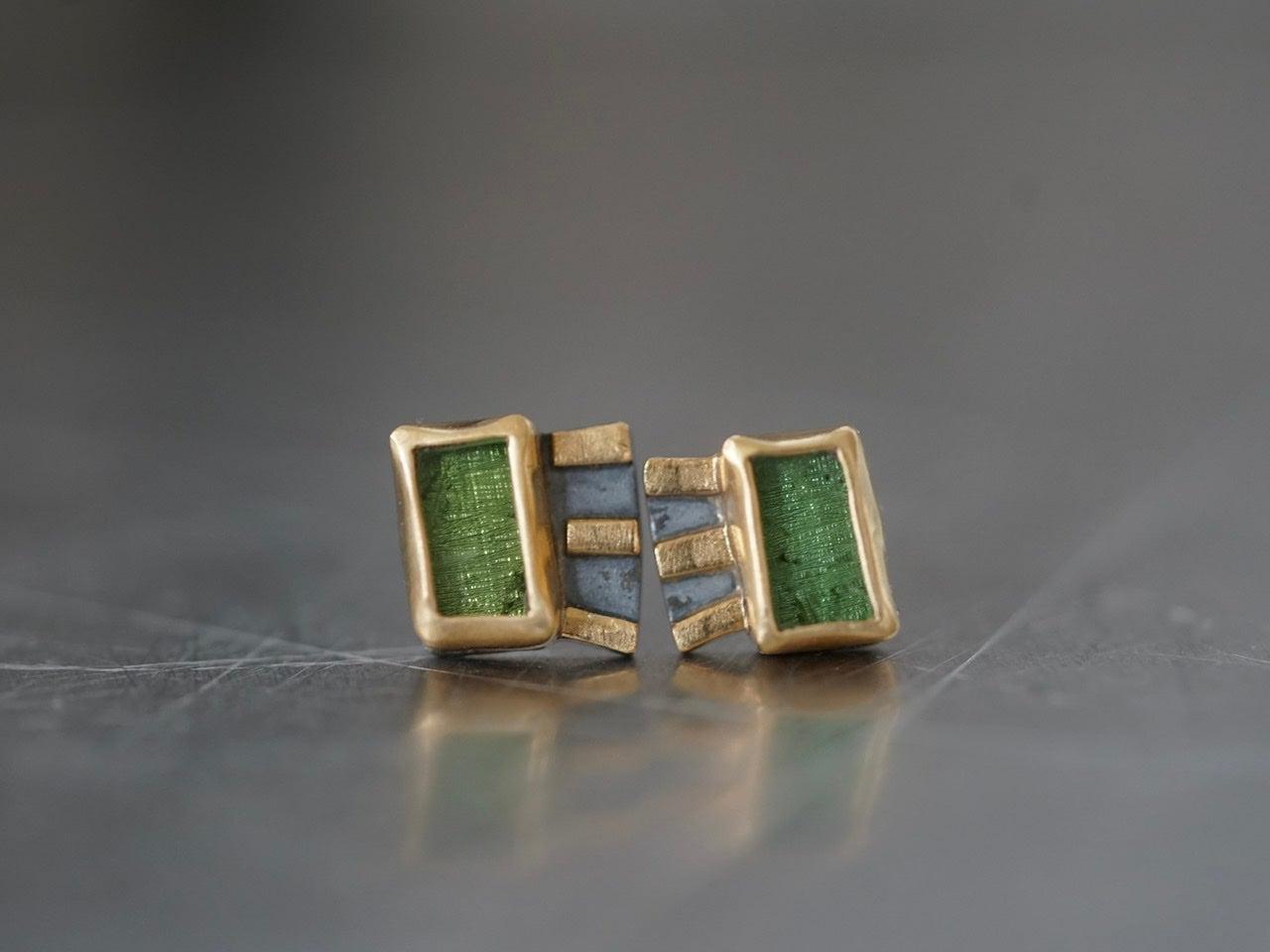 Green tourmaline and 22k gold earrings