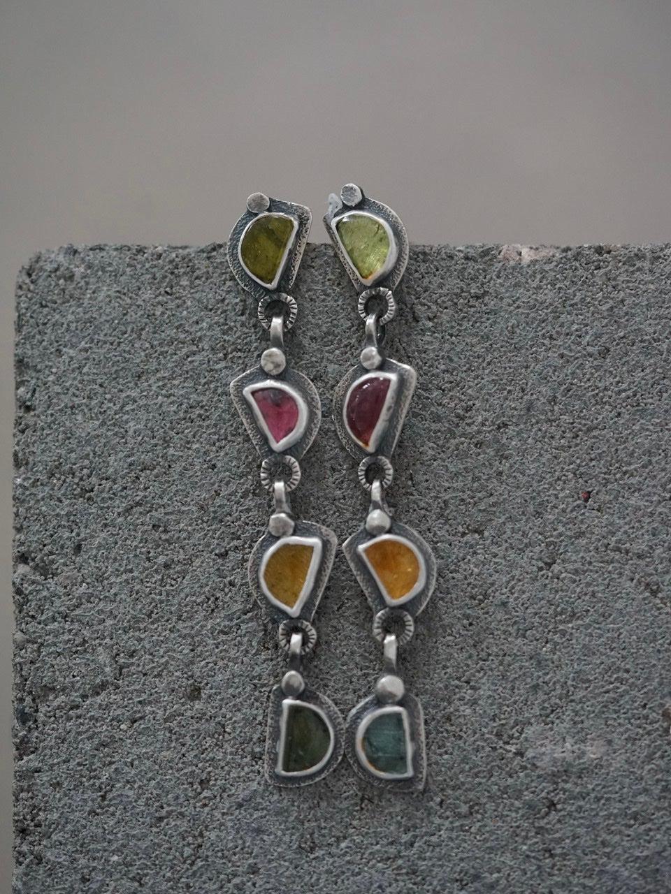 Long colourful tourmaline earrings