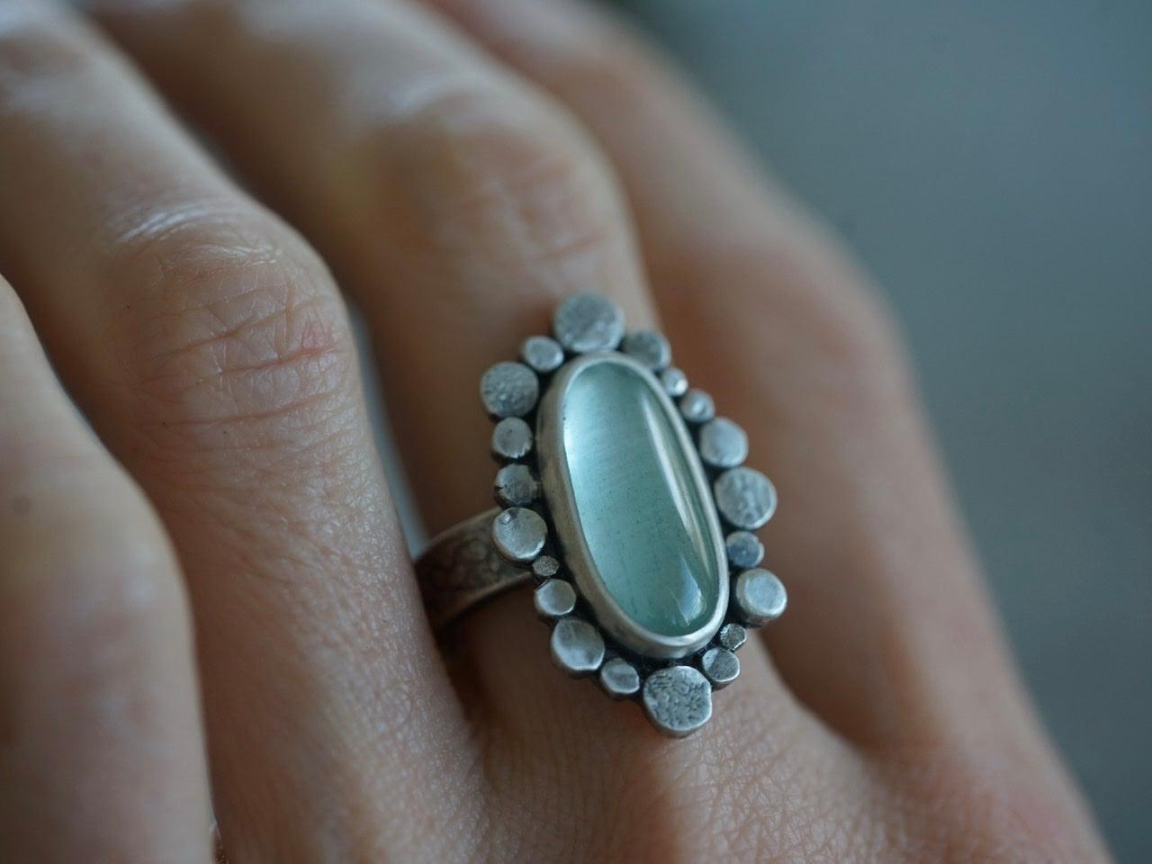 Aquamarine statement ring, size 8, big sister