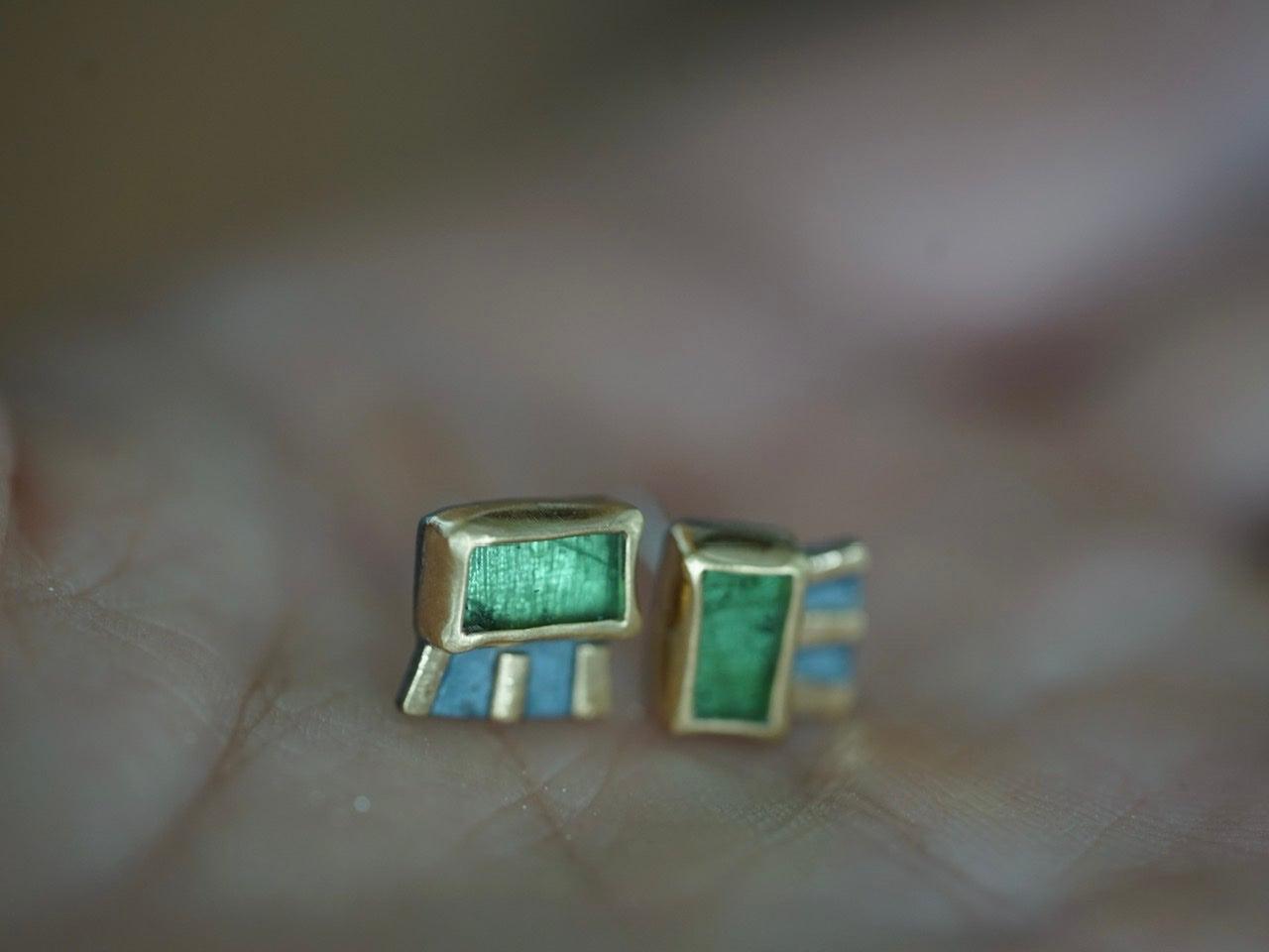 Green tourmaline and 22k gold earrings