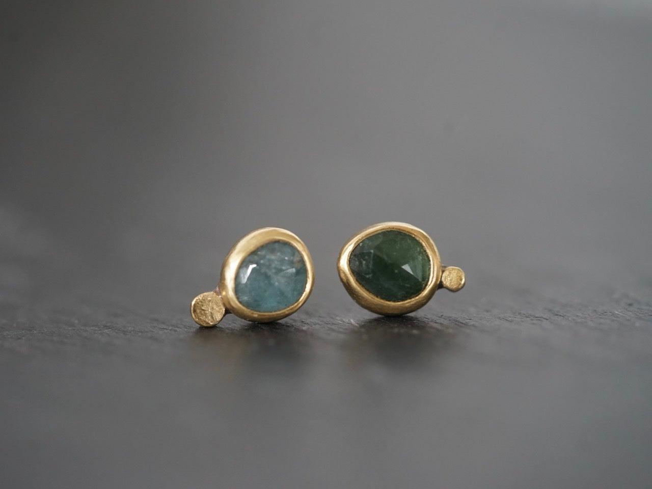 Blue and green sapphire elegant post earrings