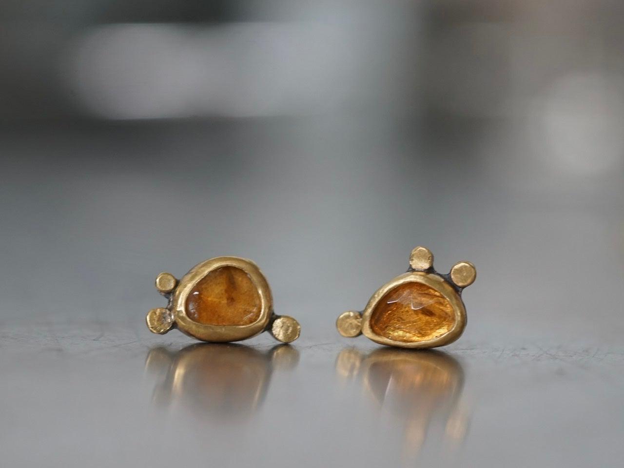 Honey colored tourmaline and 22k gold post earrings