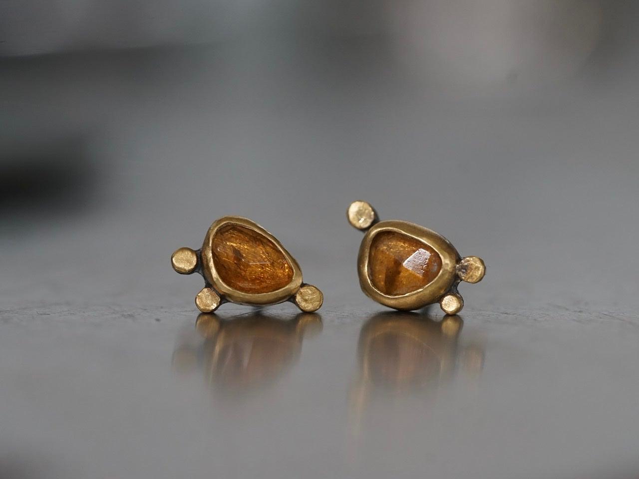 Honey colored tourmaline and 22k gold post earrings