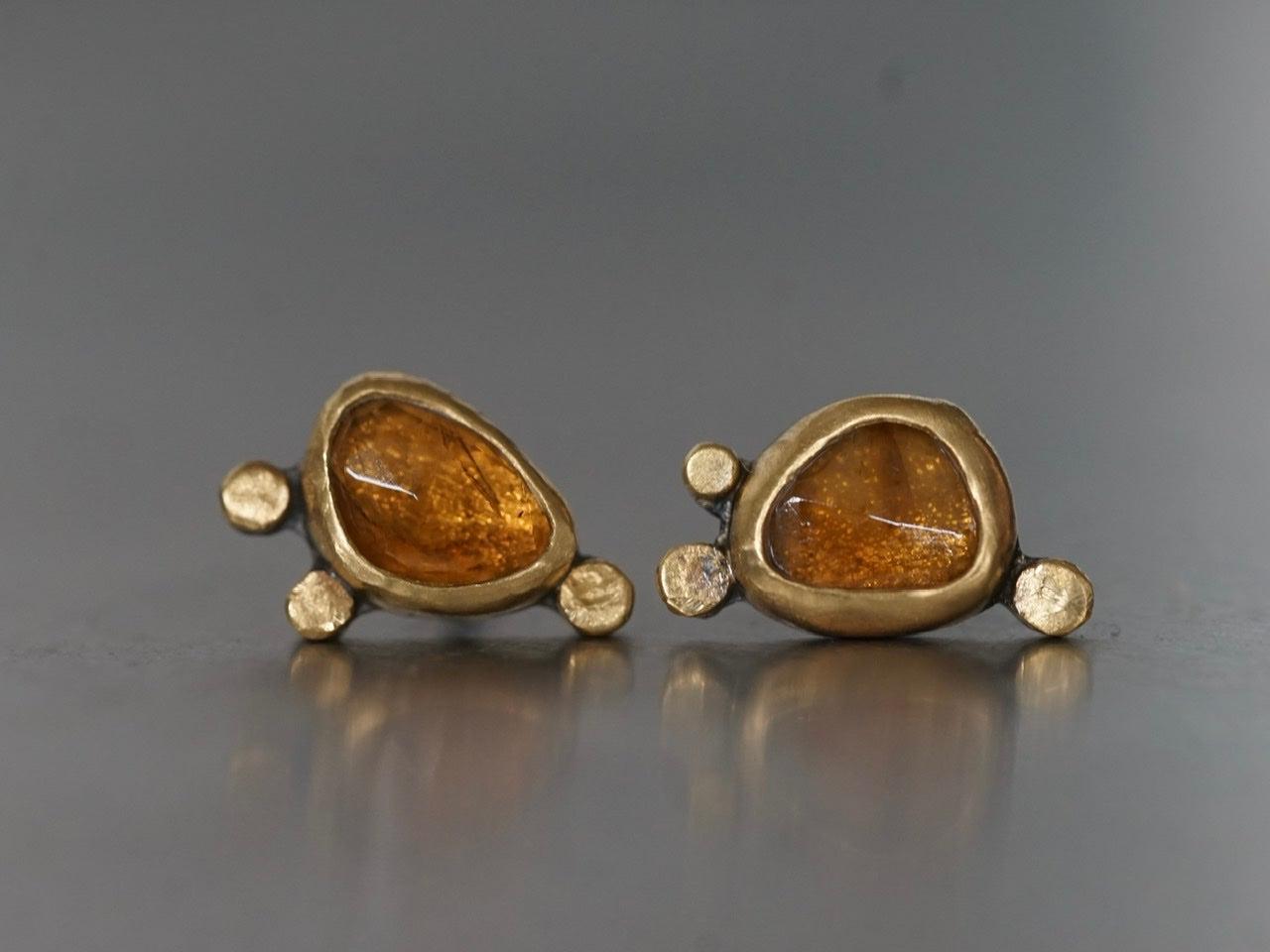 Honey colored tourmaline and 22k gold post earrings