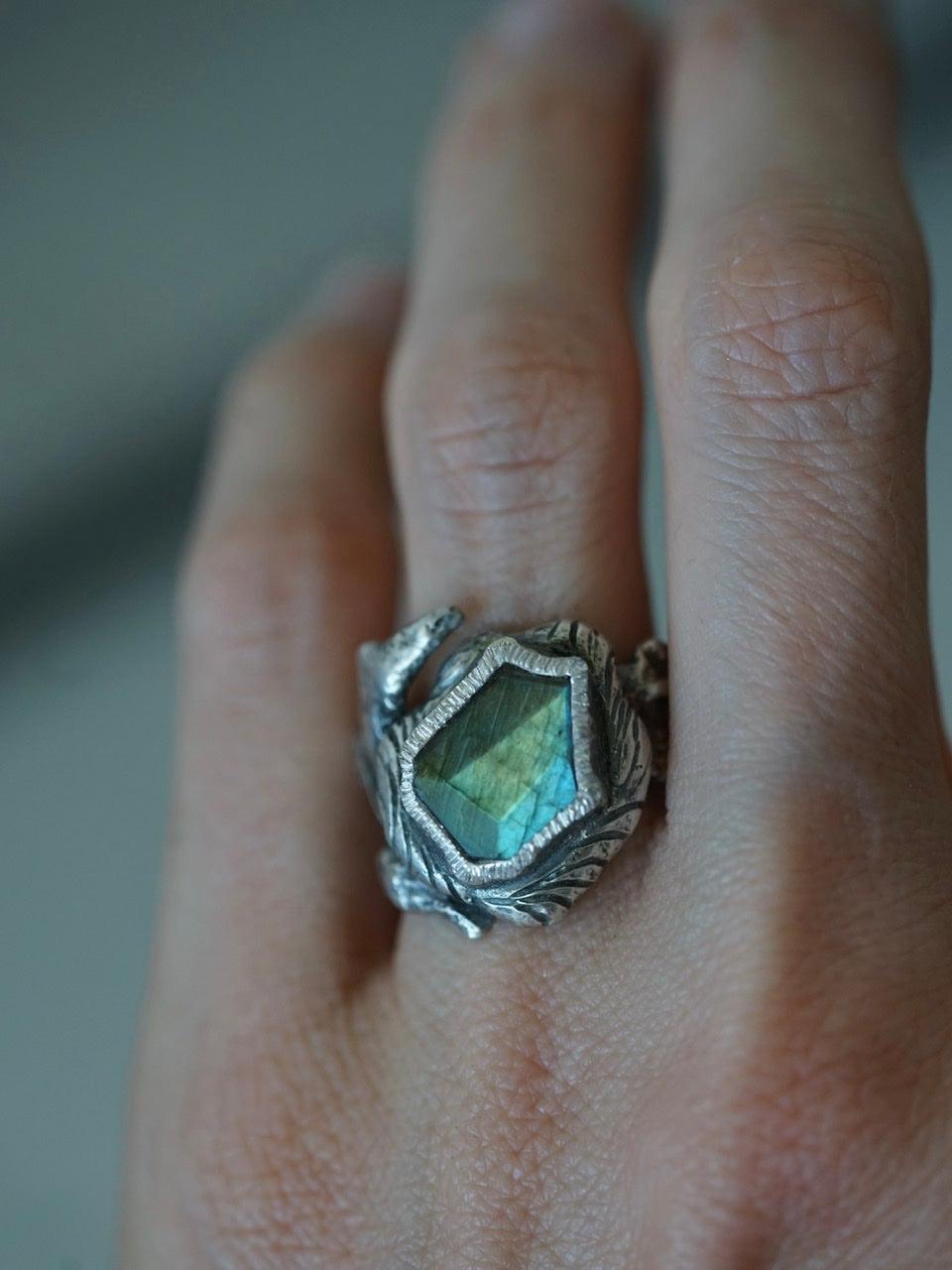 Labradorite statement ring, size 7.25