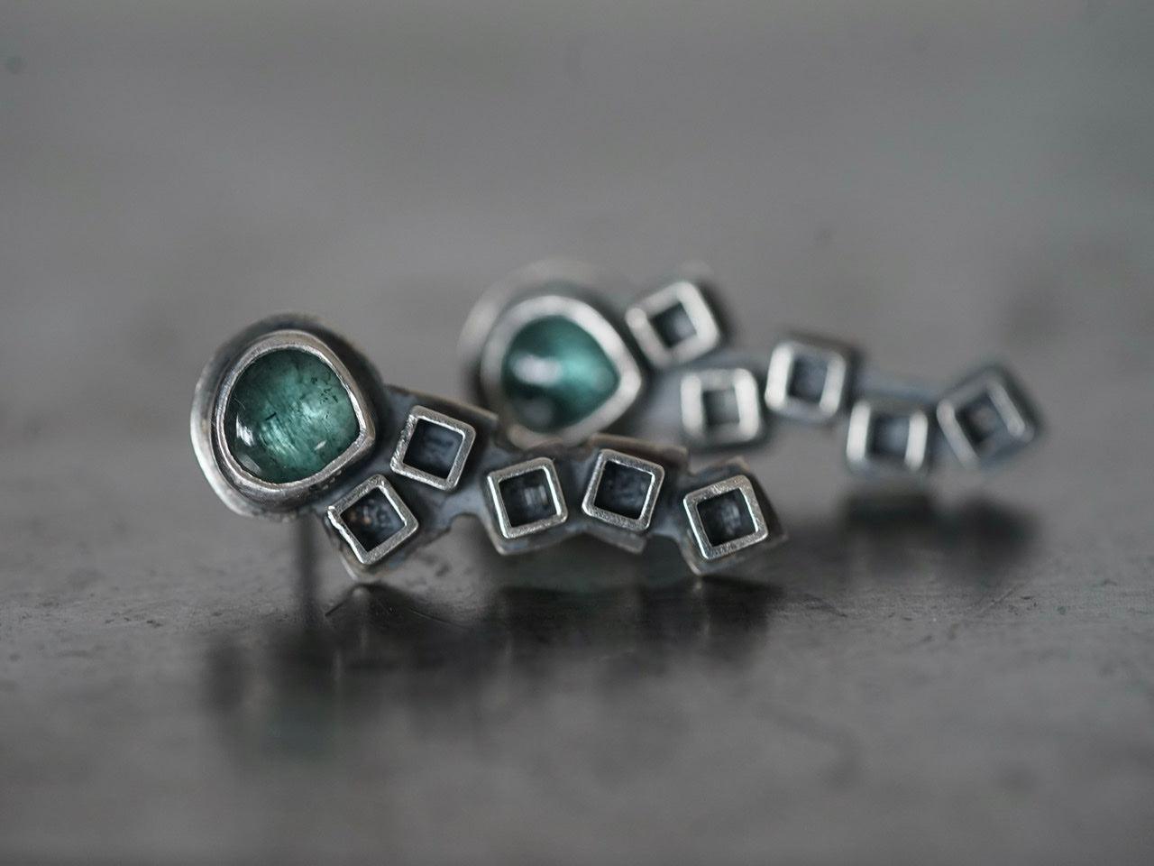 Teal tourmaline post earrings