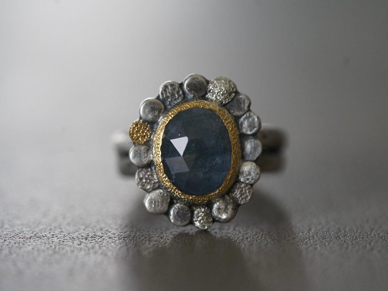 Sapphire flower ring, size 7.25