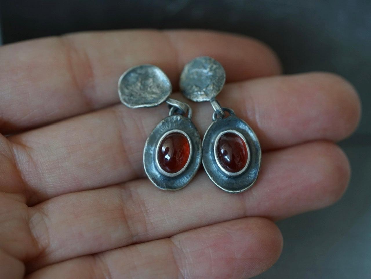 Melted series, hessonite garnet earrings