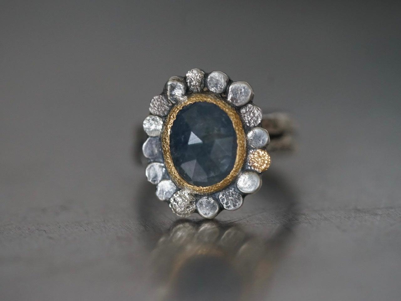 Sapphire flower ring, size 7.25