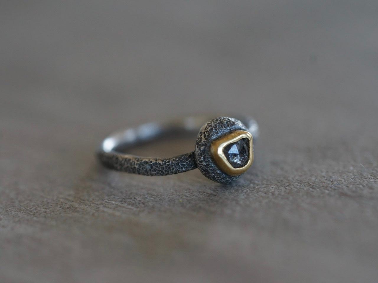 Brown salt and pepper diamond and 22k gold ring size 6.75