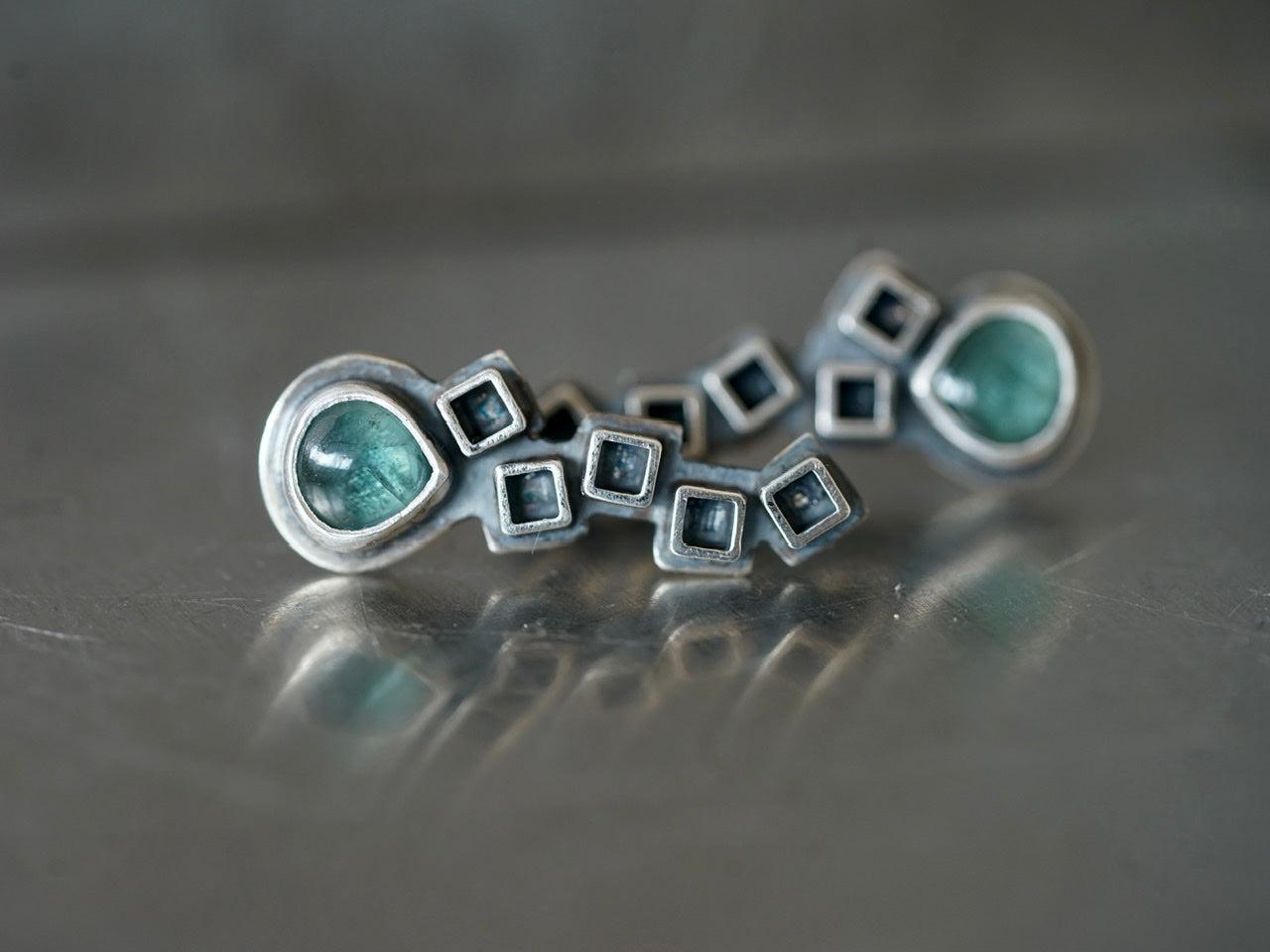 Teal tourmaline post earrings