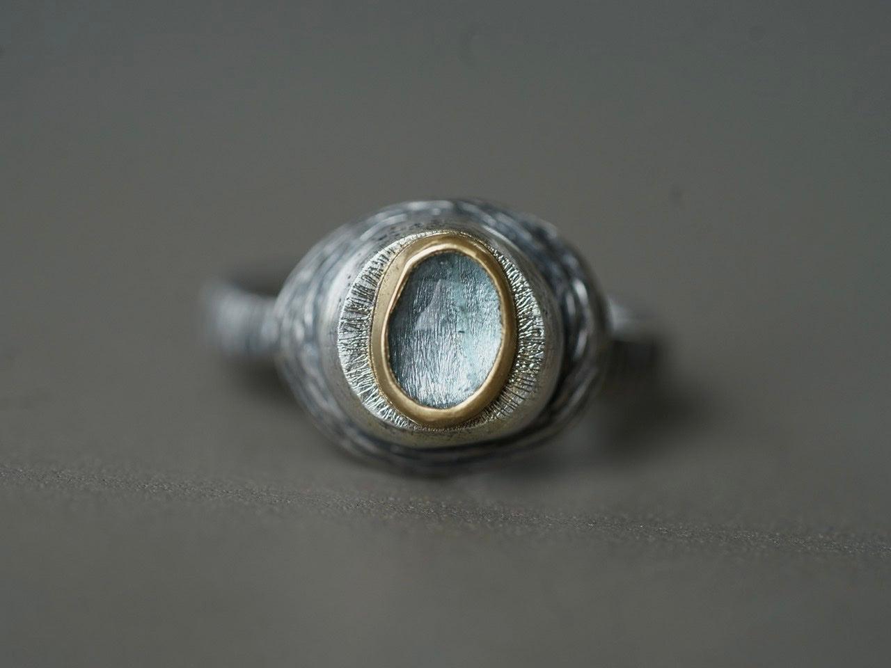 Aquamarine pebble ring US size 7.25