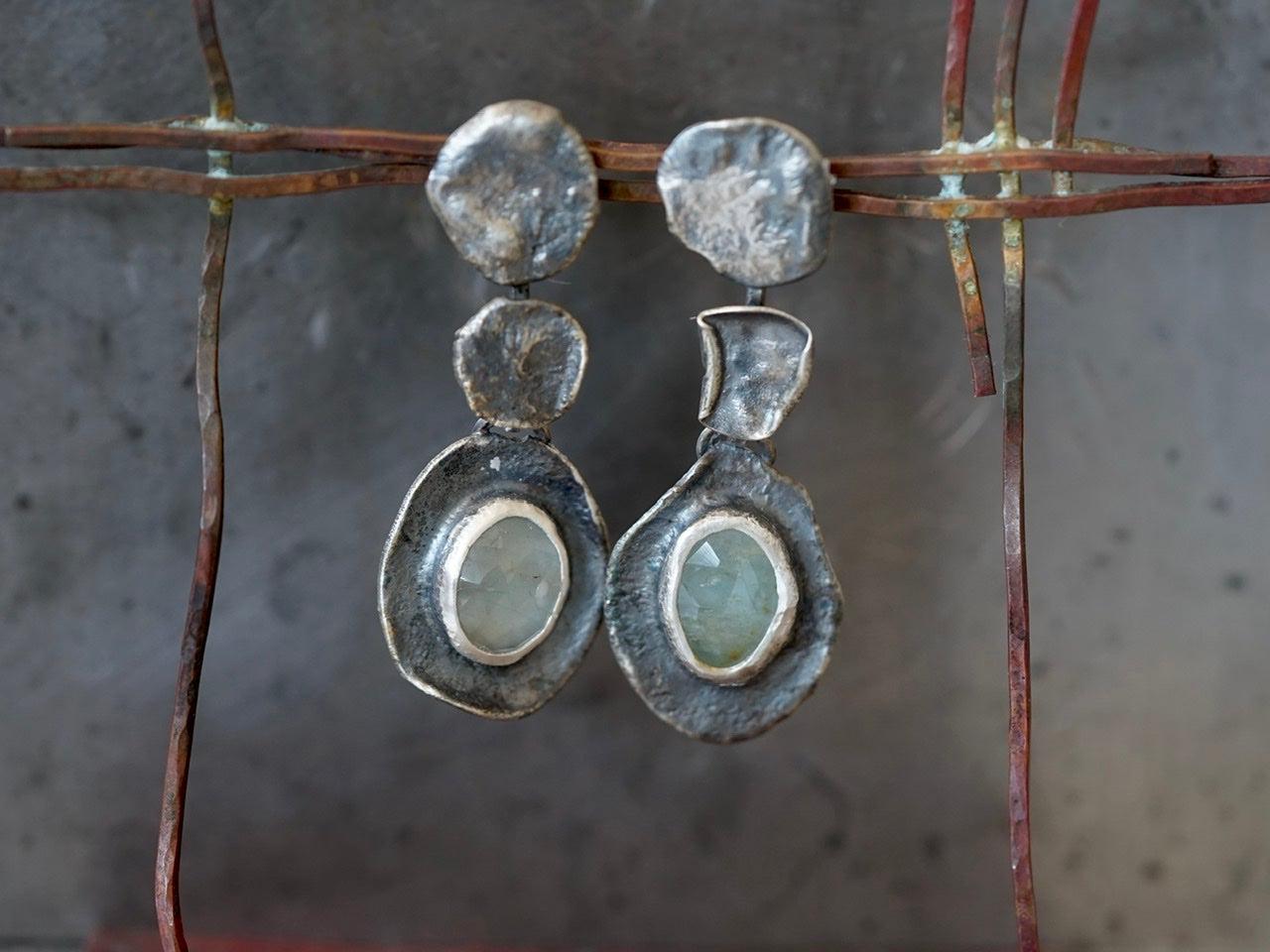 Melted series, aquamarine earrings