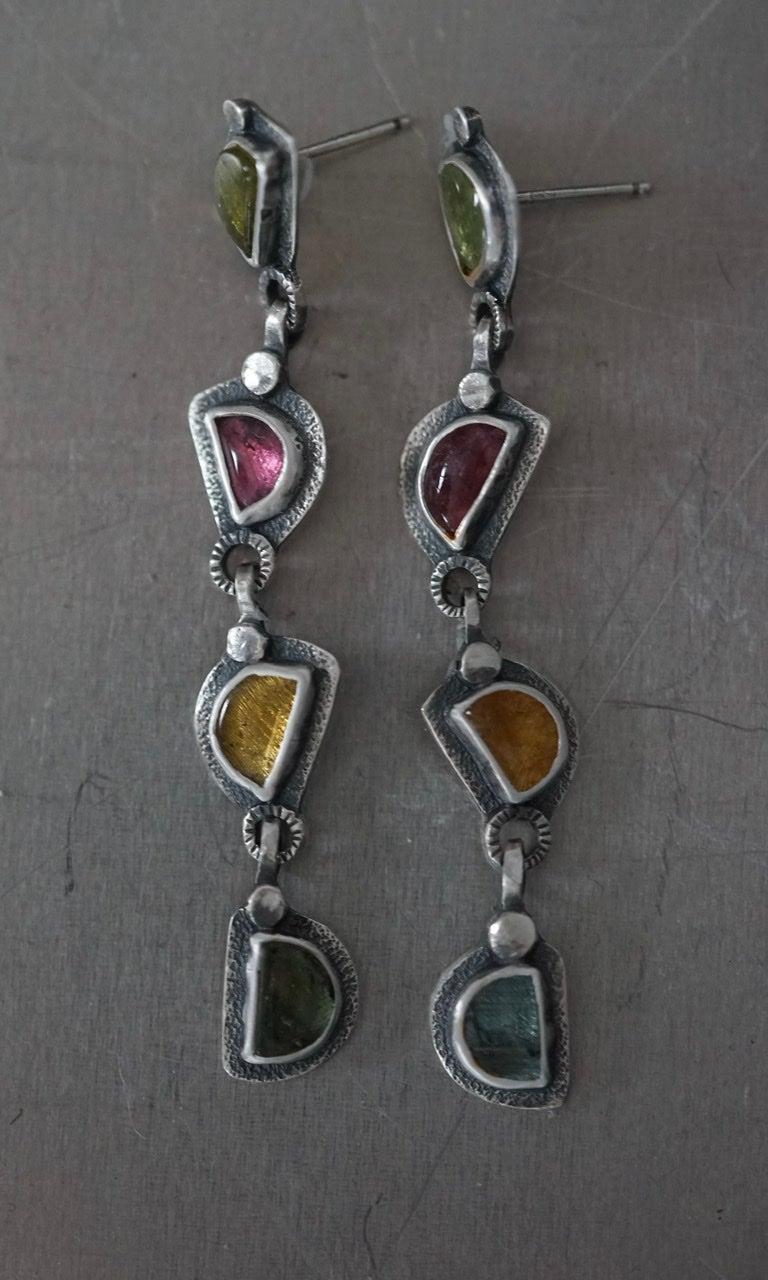 Long colourful tourmaline earrings