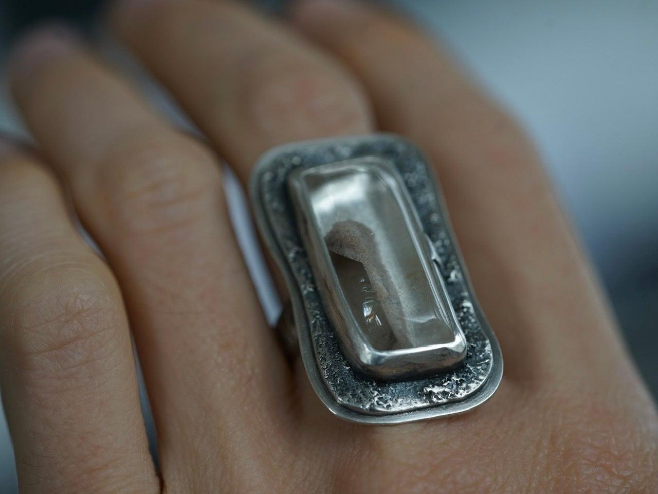 Phantom quartz mirror ring, size 7.5