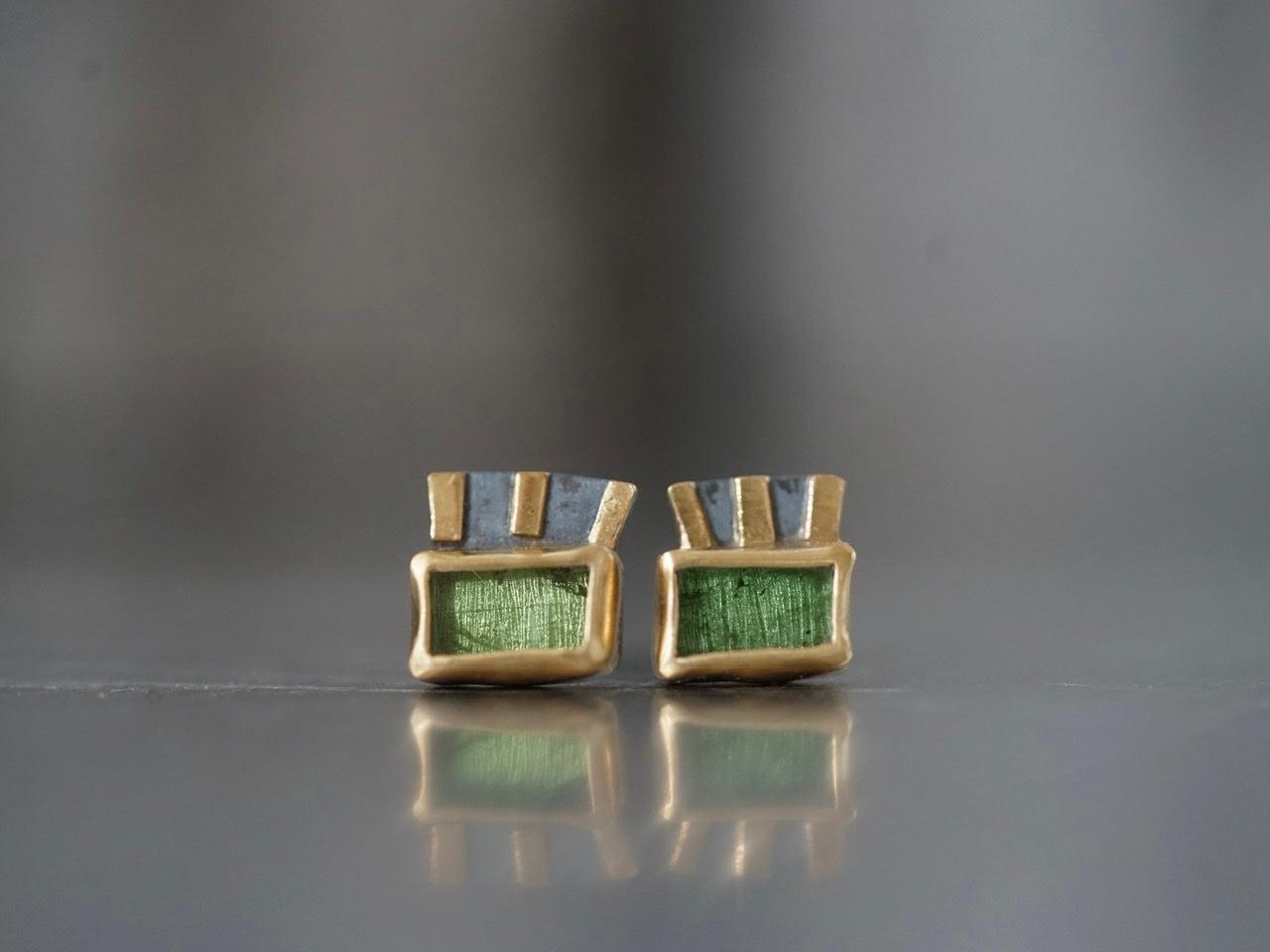 Green tourmaline and 22k gold earrings