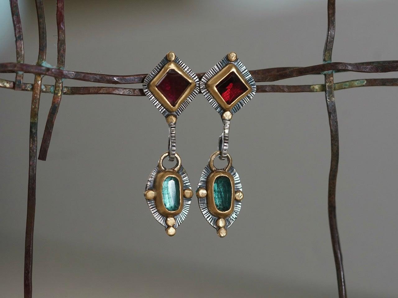 Tourmaline and 22k gold drop earrings