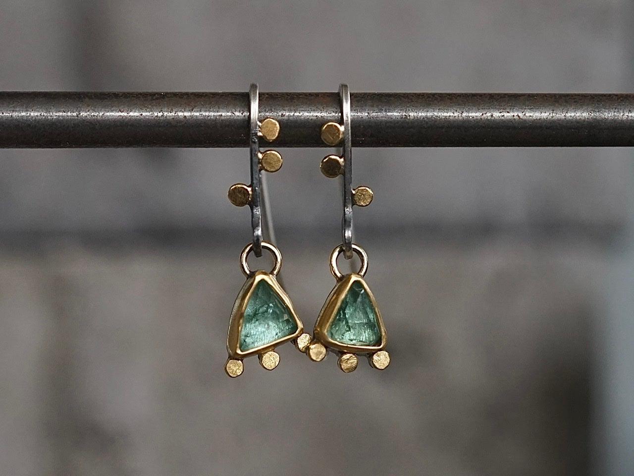 Exquisite delicate tourmaline and 22k gold drop earrings