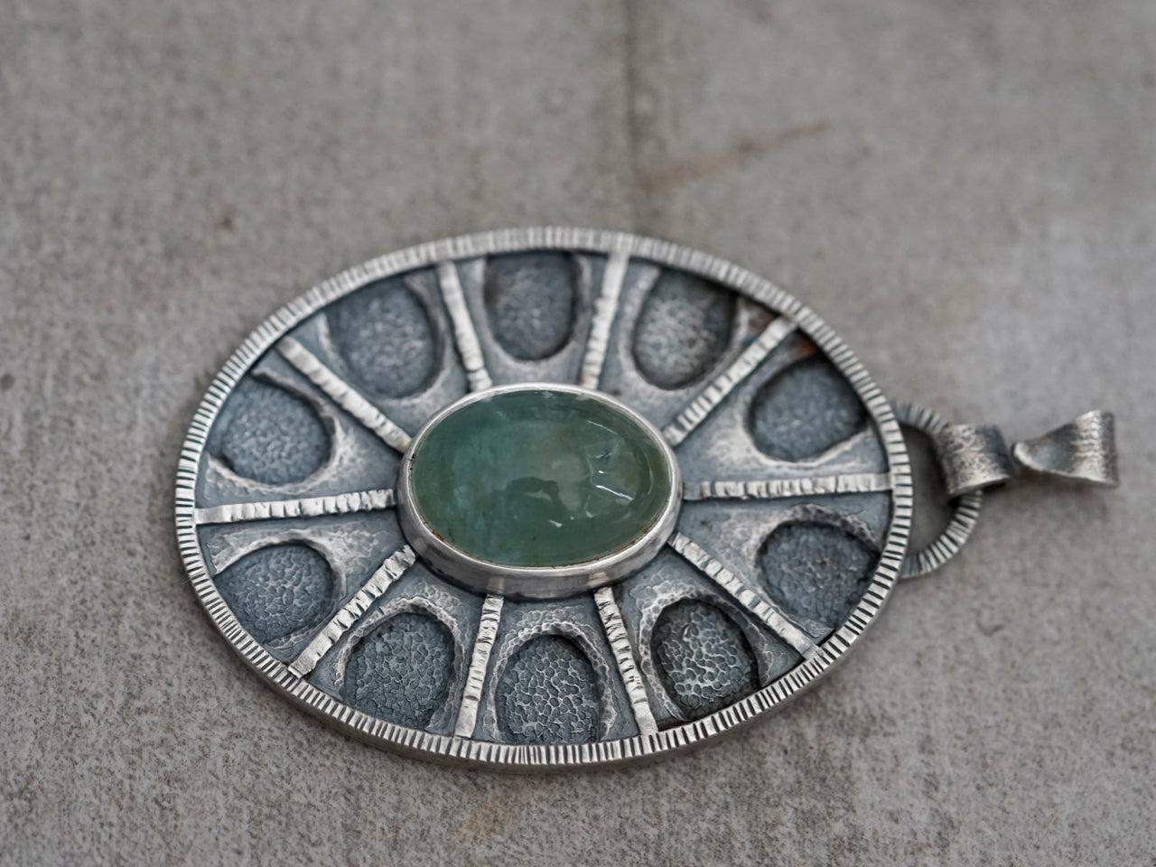 Aquamarine shield pendant