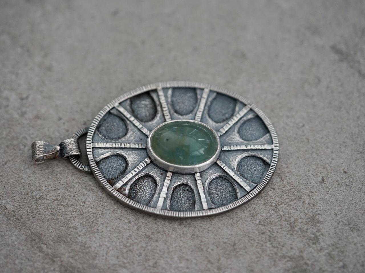 Aquamarine shield pendant