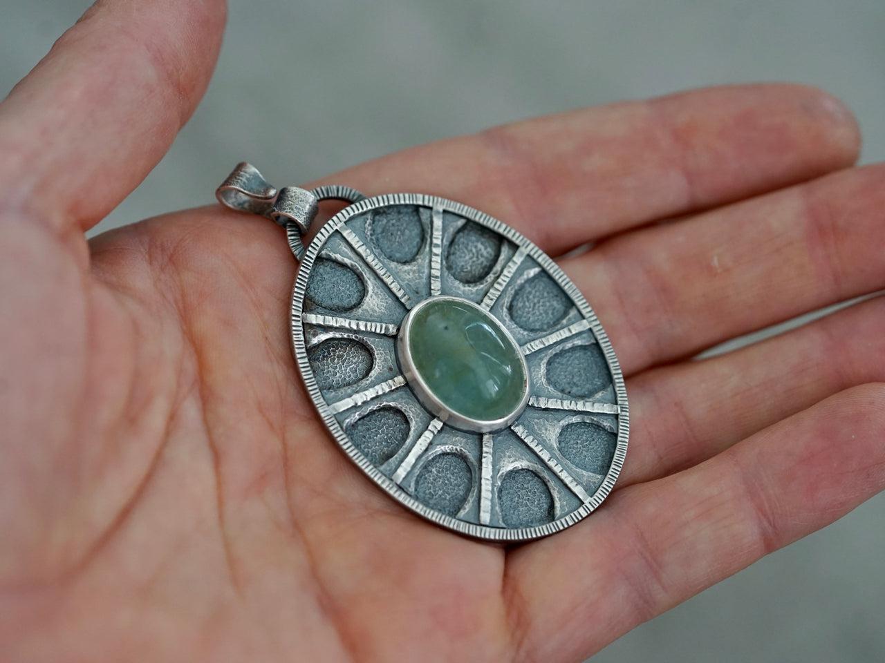 Aquamarine shield pendant