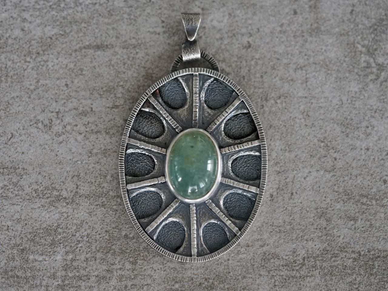Aquamarine shield pendant