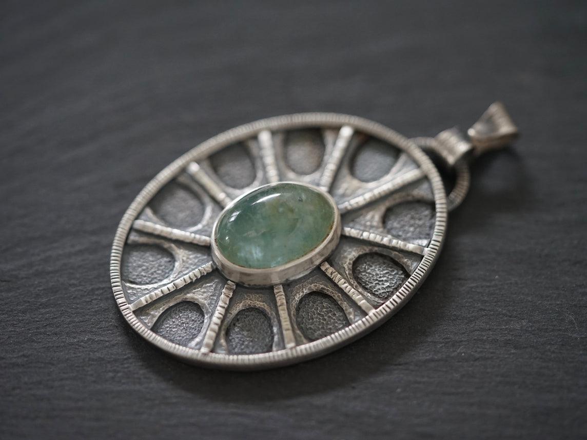 Aquamarine shield pendant