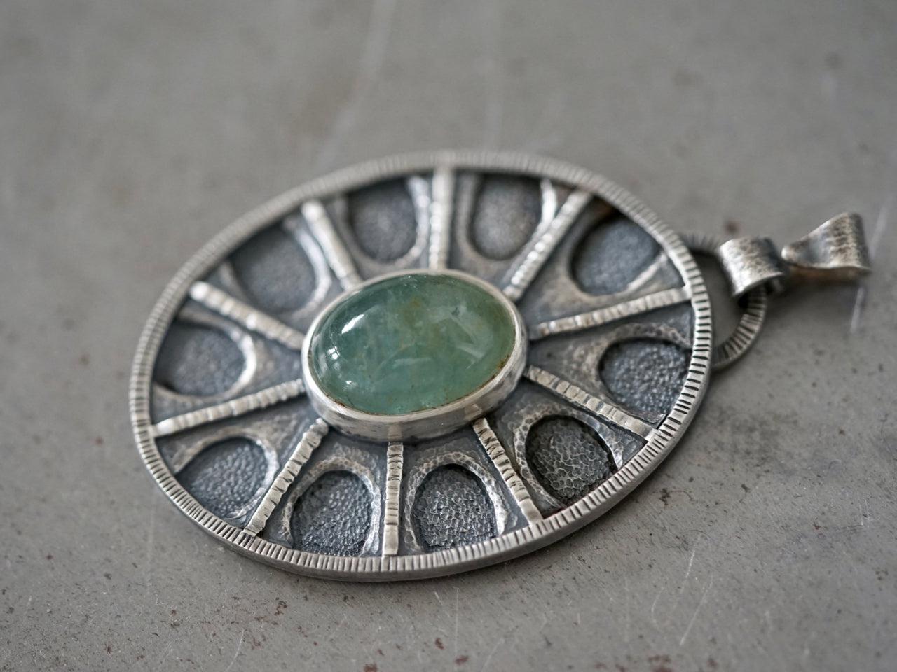 Aquamarine shield pendant