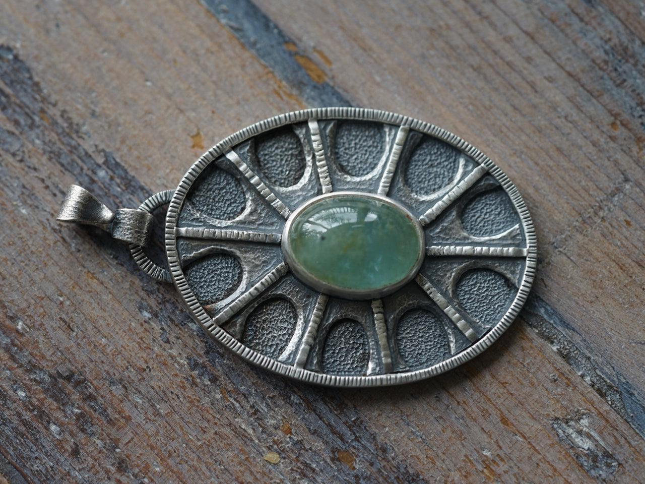 Aquamarine shield pendant