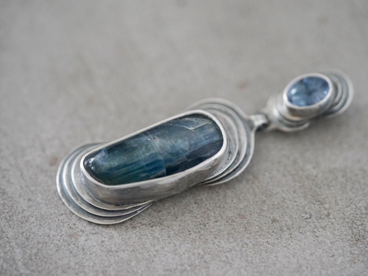 Kyanite and Tanzanite layered pendant