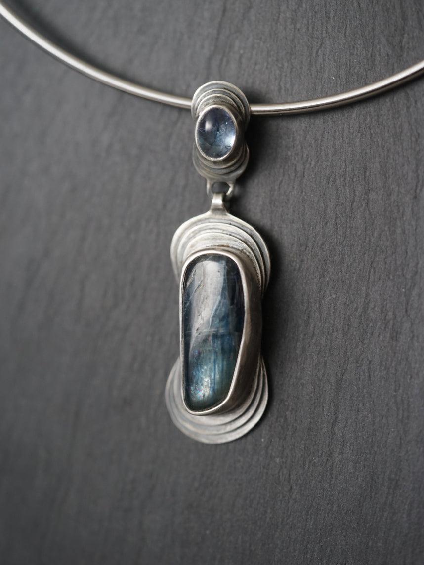 Kyanite and Tanzanite layered pendant