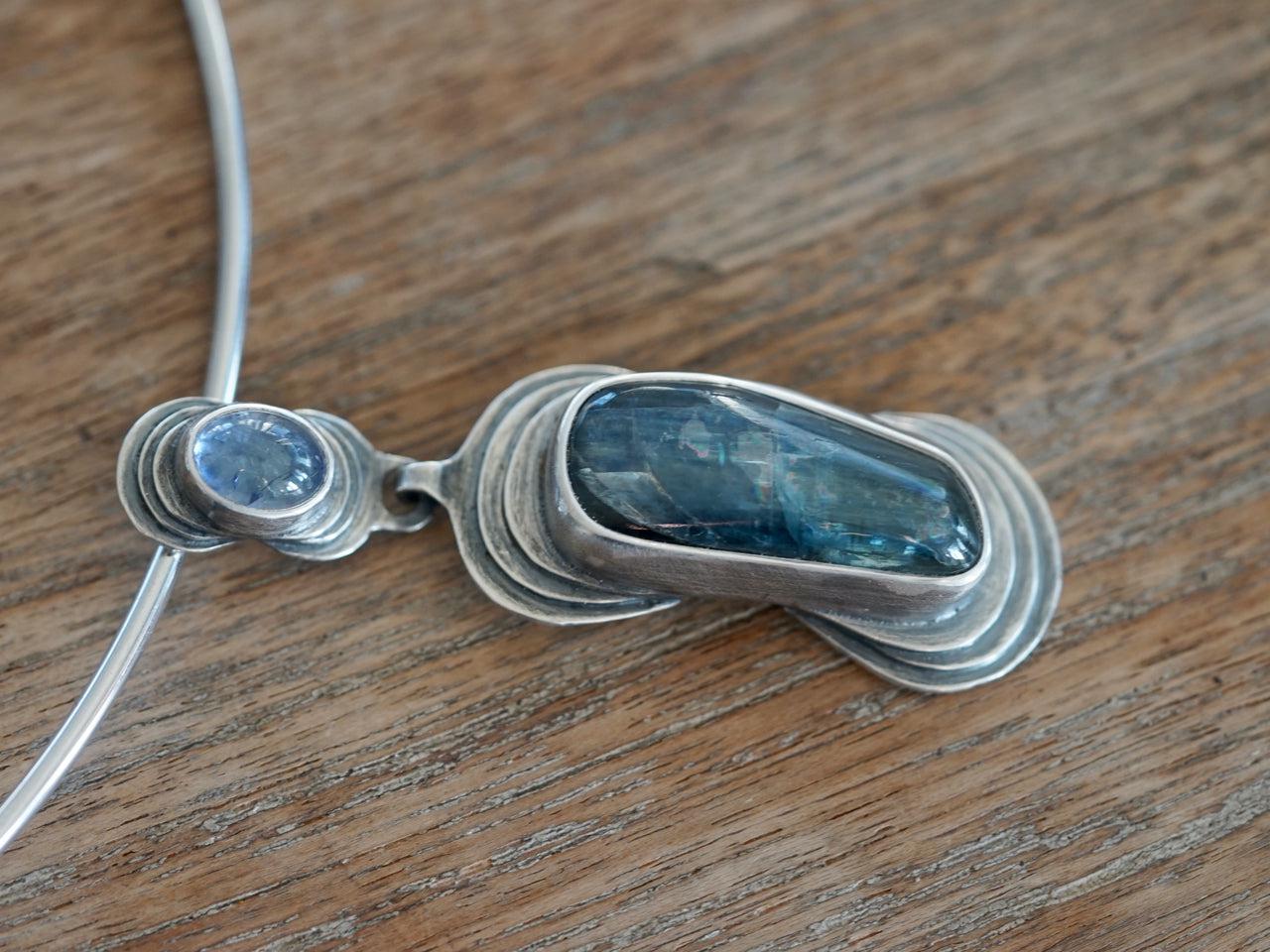 Kyanite and Tanzanite layered pendant