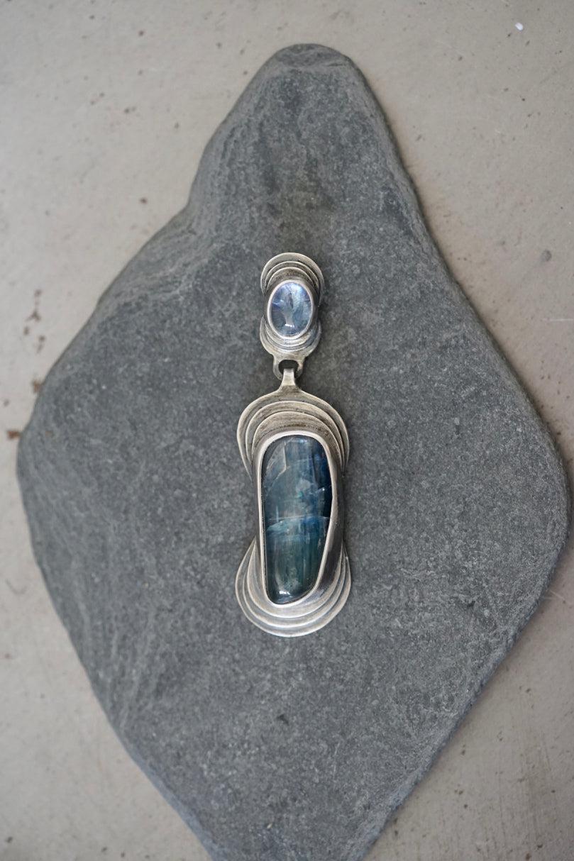 Kyanite and Tanzanite layered pendant