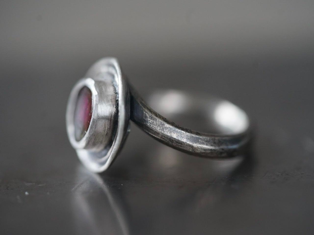 Layered raw tourmaline ring, size 6.5