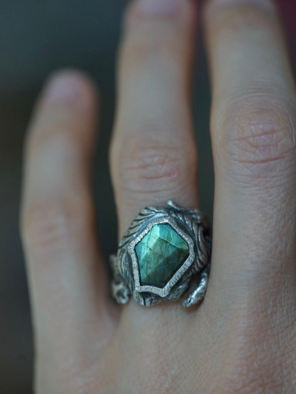 Labradorite statement ring, size 7.25